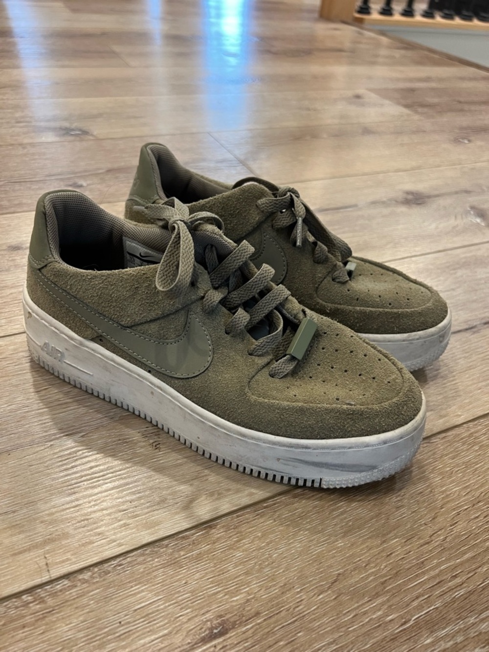 Nike Olive Green Suede Air Force 1 Low Sneakers